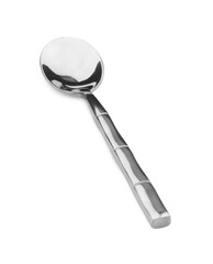 One new shiny spoon isolated on white