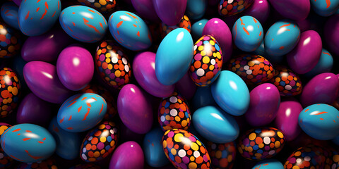 Fototapeta na wymiar colourful easter eggs, Photo of bright coloured candy shot top down, Round Candy Stock Photos, Multi coloured chocolates with chocolate filling Pro Photo, Many brightly coloured jelly beans, 