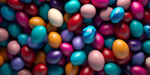 Fototapeta na wymiar colourful chocolate candies, Chocolate lentils smarties sweets colourful, Easter eggs painted in pastel multi coloured tones background for greetings screen savers posters, Pastel colour jelly beans, 