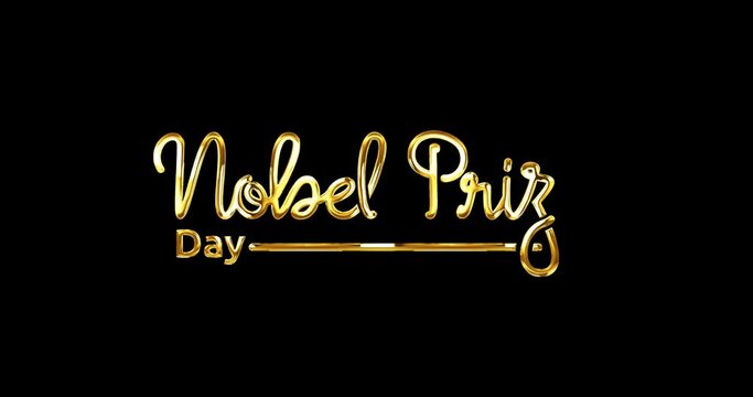 Nobel Prize Day text animation. Luxury handwritten calligraphy in gold color with alpha channel. Great for an award ceremony for the year's Nobel Peace Prize laureates through text animation
