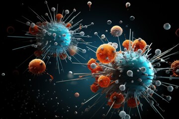 Macro view of a cancerous tumor cell that is attacking the body. Generative AI.