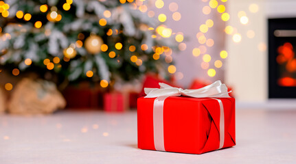 christmas gift box under the tree