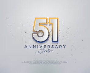 Modern and colorful, premium vector design for 51st anniversary celebrations. Premium vector background for greeting and celebration.