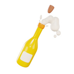 Champagne 3D Icon New Years Party