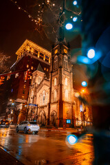 The Old Stone Church during christmas holiday in cleveland ohio 