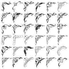 Vector illustration of decorative corner frame set. Set Hand Draw of Corners Different Shapes Flower Decoration Vector Design Doodle Sketch Style for Wedding and Banner. 