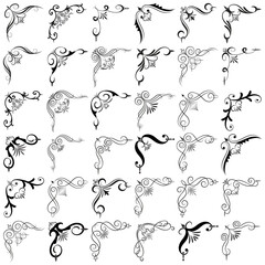 Vector illustration of decorative corner frame set. Set Hand Draw of Corners Different Shapes Flower Decoration Vector Design Doodle Sketch Style for Wedding and Banner. 