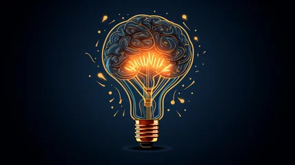 Foto op Plexiglas Creative idea with brain and light bulb © sema_srinouljan