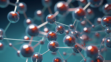 A close up of a molecular structure with many small spheres on it