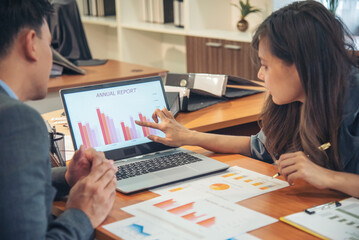 Business strategy team report chart, graph, infographic data analyze financial report plan. Hands...