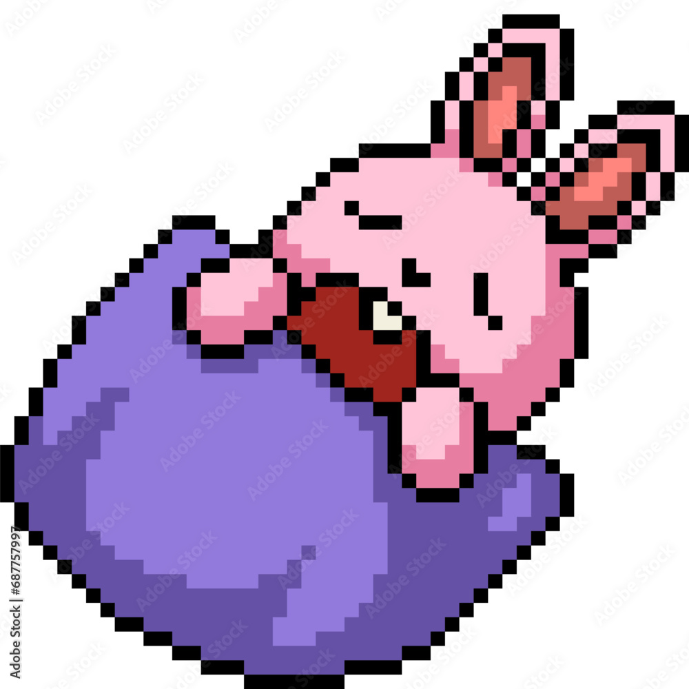 Canvas Prints pixel art pink rabbit sleep