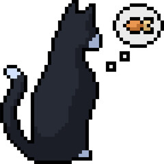 pixel art black cat dreaming