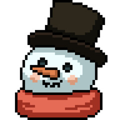 Fototapeta premium pixel art snowman head tophat