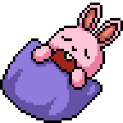 Obraz premium pixel art pink rabbit sleep