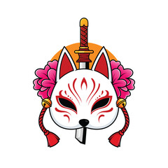 Japanese kitsune fox mask vector