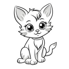 Cute cat or kitten Vectorized clean drawing illustration  isolated on transparent background Generative AI