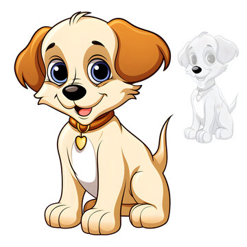 Cute dog or puppy Vectorized clean drawing illustration transparent background Generative AI
