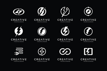 set of creative power electric logo design template