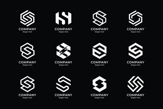 Set of abstract letter S logo design. icons for business of luxury elegant, simple with white color