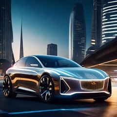 car on the road in the modern city 