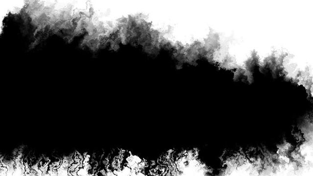 Abstract ink splatter transition in black white . Ink brush stroke. ink brush blot, splat, fluid art, overlay, Watercolor matte composition, spreading brush stroke. Mystery fx, mystical feel