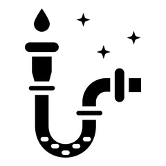 Sewer Cleaning glyph icon, related to plumbing service, water, oil and gas.