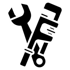 Wrench Tool glyph icon, related to plumbing service, water, oil and gas.