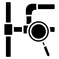Pipe Inspection glyph icon, related to plumbing service, water, oil and gas.