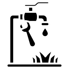 Outdoor Faucet glyph icon, related to plumbing service, water, oil and gas.