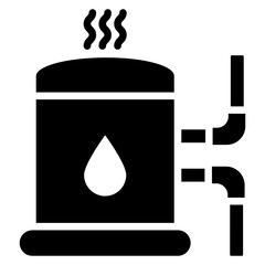 Hot Water Installation glyph icon, related to plumbing service, water, oil and gas.