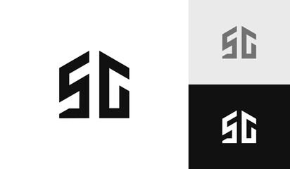 Letter SG initial with house shape logo design - obrazy, fototapety, plakaty