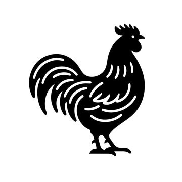 Chicken Logo Monochrome Design Style