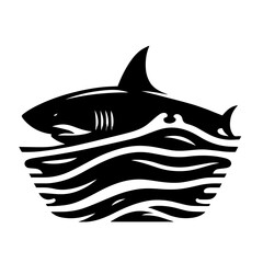 Great White Shark Logo Monochrome Design Style