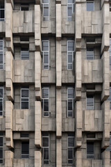Front Facade of Brutalist Architecture Building Facade, Orthographic View using generative AI 