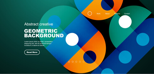 Simple circles and round elements pattern. Minimalist design geometric landing page. Creative concept for business, technology, science or print design