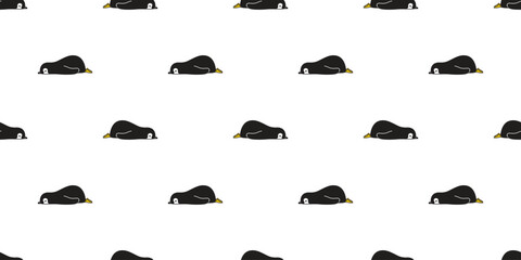 penguin sleeping seamless pattern doodle cartoon gift wrapping paper tile background repeat wallpaper illustration isolated design