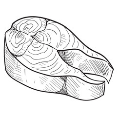 tuna meat handdrawn illustration