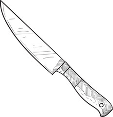 kitchen knife handdrawn illustration - obrazy, fototapety, plakaty