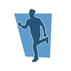 Silhouette of a casual man in running pose