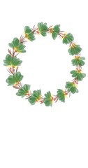 Christmas  wreath with leaves and acorns. Vector illustration.	