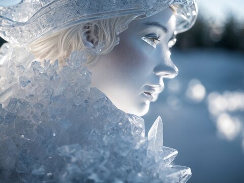 Ice Sculpture of a Woman