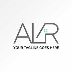 Logo design graphic concept creative abstract premium vector sign unique stock letter initial ALR with roof house. Related to property monogram home