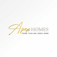 Logo design graphic concept creative abstract premium vector sign unique stock letter initial word APEX HOMES window. Related property monogram house