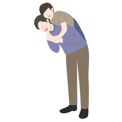 faceless father and son cartoon