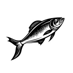 Fishing Logo Monochrome Design Style