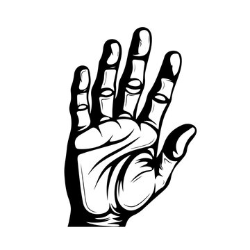 Five Fingers Hand Palm Logo Monochrome Design Style