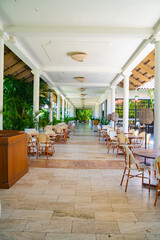 Resort hotel in the Dominical Republic, Punta Cana, with white round pillars
