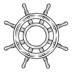 Fototapeta premium shipwheel handdrawn illustration