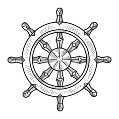 shipwheel handdrawn illustration