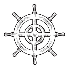 shipwheel handdrawn illustration